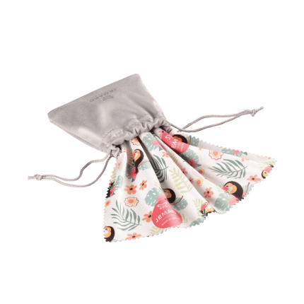 Chiffon pour lunettes 17 x 20 cm avec sac, design « Tropical »
